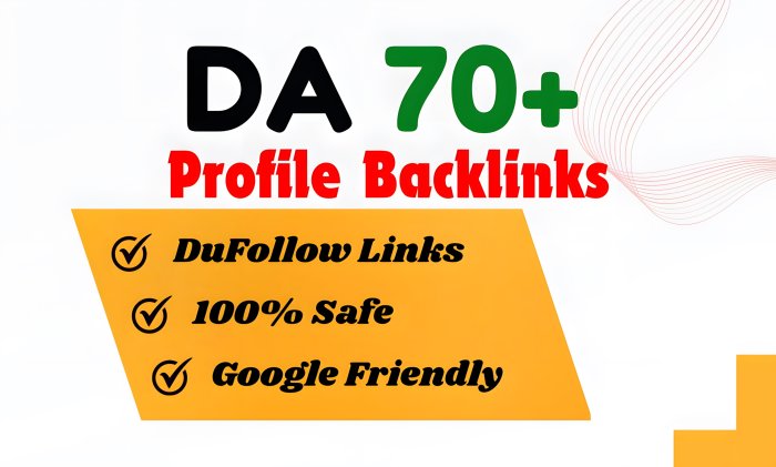 I will Create 50 high quality DA 70+ profile backlinks manually