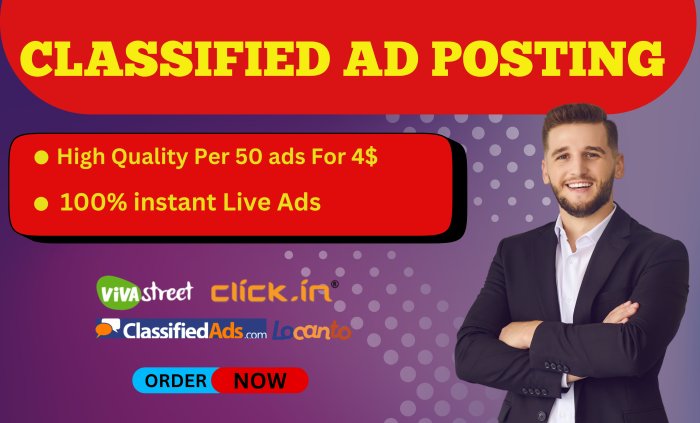 I Will Post Your Ads on 50 Classified Sites Manually 