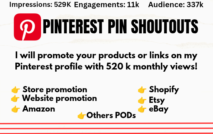 I Will Promote Your Link On My Pinterest Profile With 510k Monthly Views.