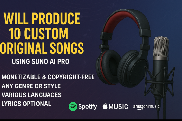I Will Produce 10 Custom Original Songs Using Suno AI Pro: Monetizable & Copyright-Free! 🎶