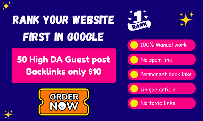 I will write 50 unique guest posts and publish them on high DA websites to get high-quality backlink