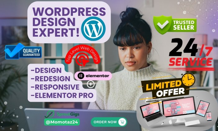 I will create a modern WordPress landing page with Elementor