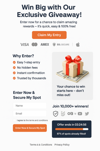 I Will Design A Responsive Giveaway Or Sweepstake Landing Page With Logos