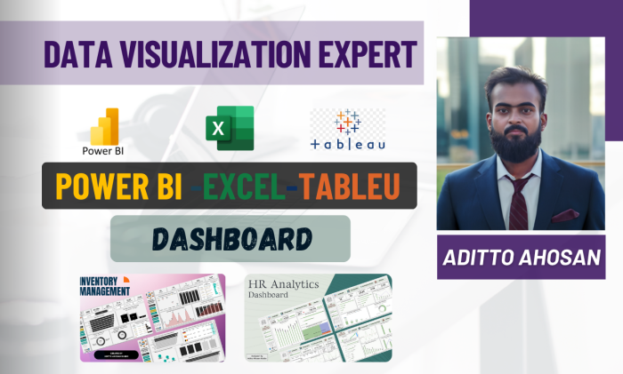 I will make power bi dashboard , excel dashboard or tableu data visualization