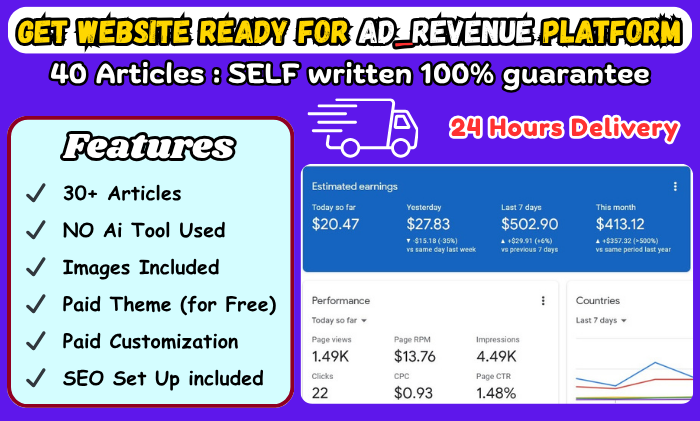 I Will Get Your Website Ready For Ad Revenue Standards - 40 Articles