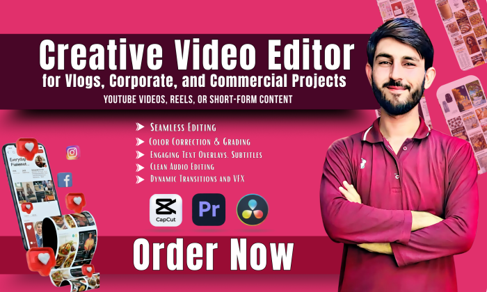 I Will Give you Professional Video Editing Services - $8 per Minute