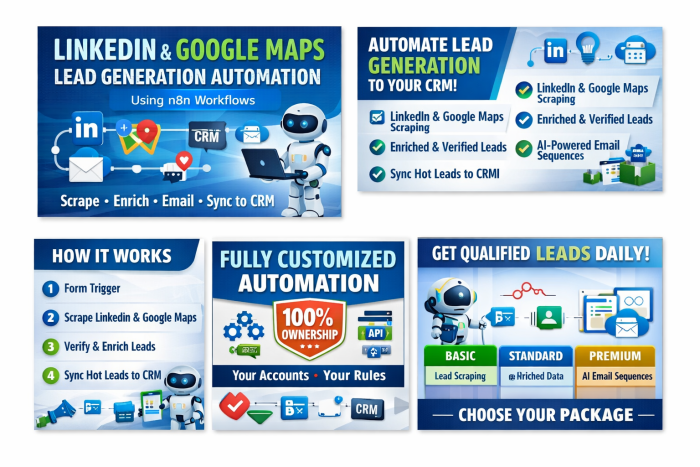 I will build LinkedIn and Google Maps AI lead generation automation using n8n