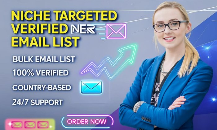 I will provide niche targeted verified email list and valid bulk email list building
