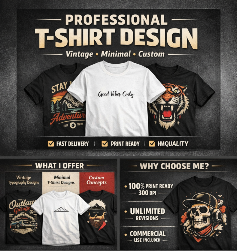 I Will Make A Custom Premium T-shirt Design, Vintage Typography T-shirt Design Within 24 Hours.