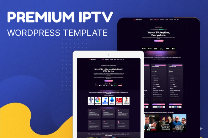 I Will Provide a Premium IPTV WordPress Template