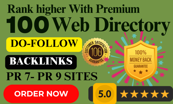 I Will Do 100 Instant Approved PR 7-9 web directory submission backlinks