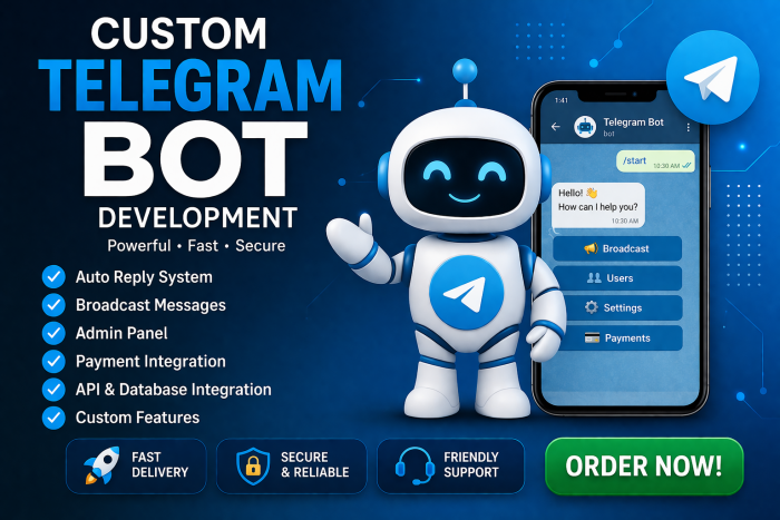 I Will Develop Telegram Bot for Your Business with Full Setup