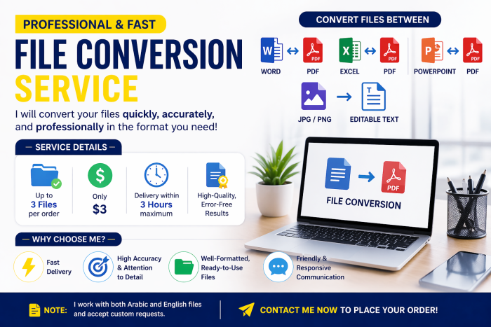 💼 I Will Provide Professional File Conversion Services