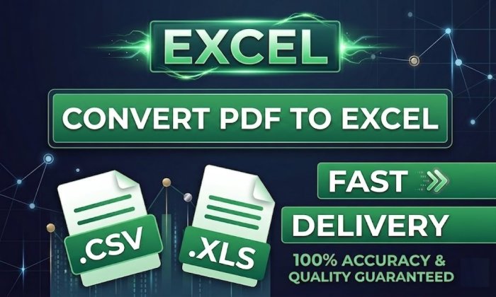 I will convert 10 pdf files to excel or csv