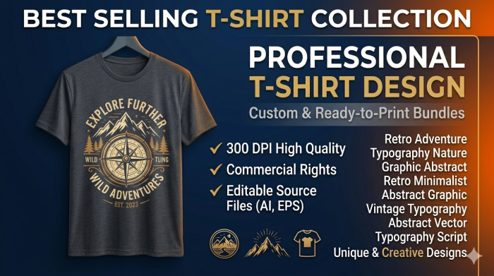 I will provide professional custom T-shirt designs and high-quality bundles.