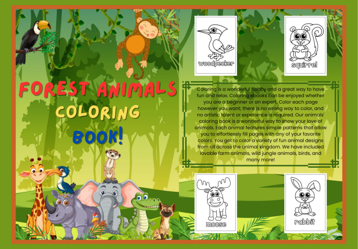 β Jungle Animals Coloring Ebook: Big And Easy Coloring Book For Adult And Kids
