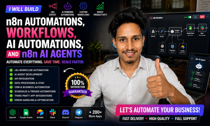 I Will Build N8n Automations, Workflows, Ai Automations, and N8n Ai Agents