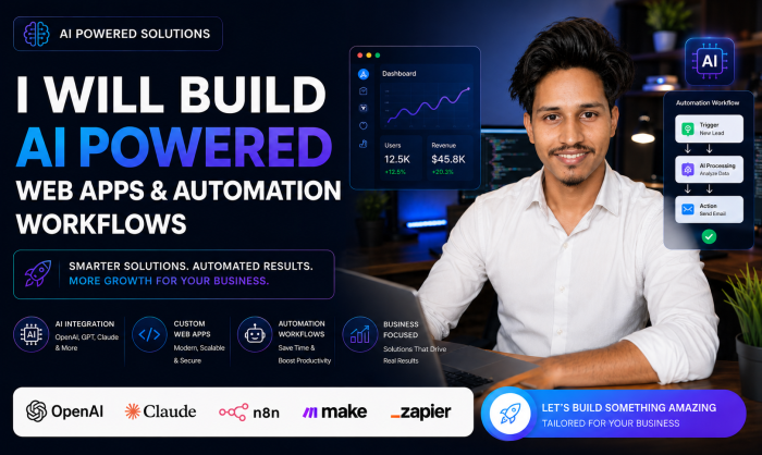 I will build ai powered web apps and automation workflows for your business