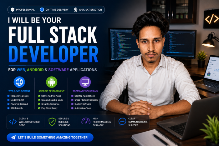I Will Full Stack Developer For Web, Android And Software Applications