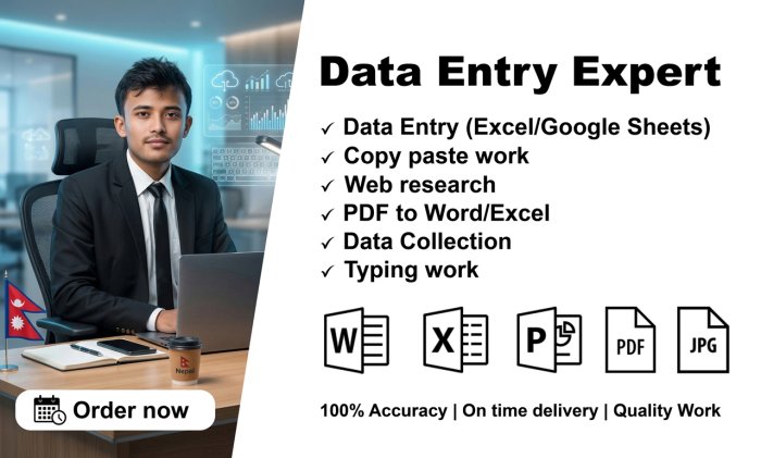 I Will Do Accurate Data Entry, Copy Paste, Web Research and Excel Work