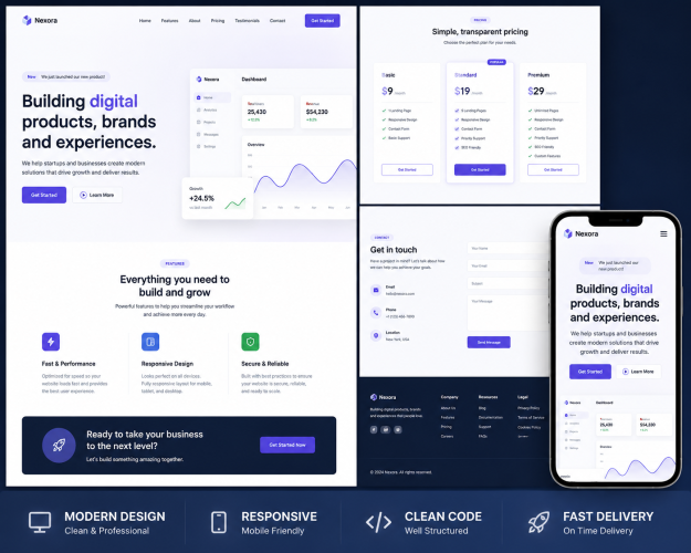 I Will Create a Simple Responsive Website Using HTML CSS and JavaScript