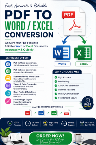 I Will Convert PDF to Word, Excel and Editable Documents