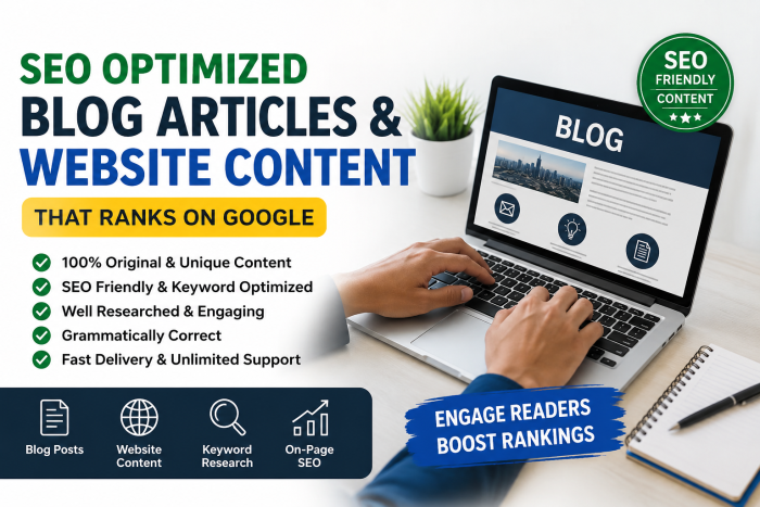 I will write SEO optimized blog articles and website content.
