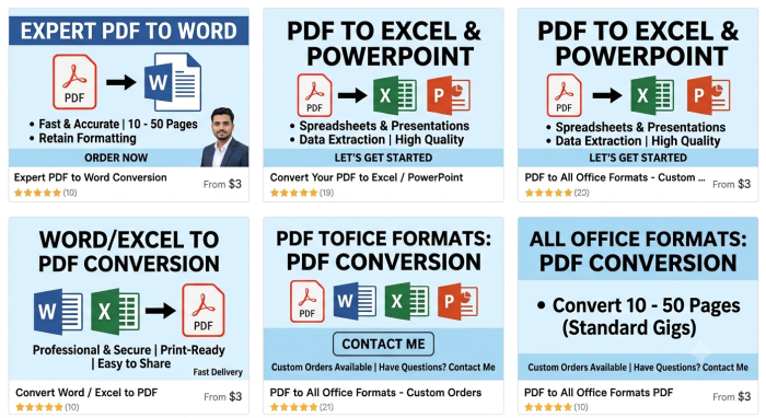 I will Convert up to 8 pdf files