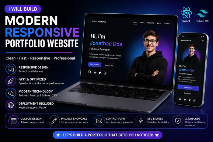 I will build a modern responsive portfolio website