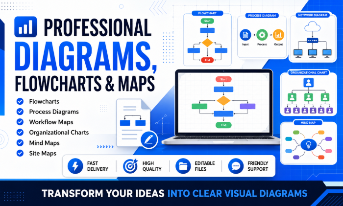 I Will Create Professional Flowcharts, Diagrams, Process Maps & Org Charts