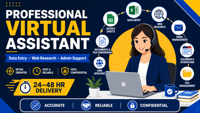 Professional Virtual Assistant | Data Entry, Web Research & Admin Support