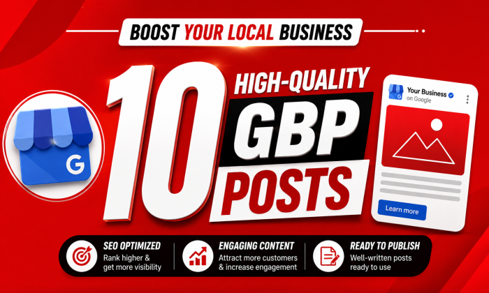 I will create 10 high quality Google Business Profile GBP posts for your business