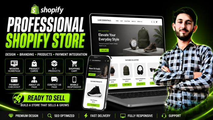 I will design a professional Shopify store, Shopify website, and online store