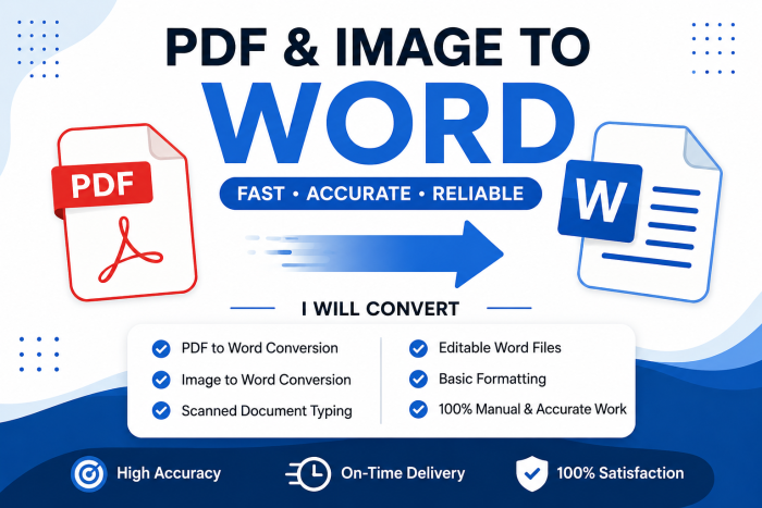 I will convert PDF and image files to editable Word documents