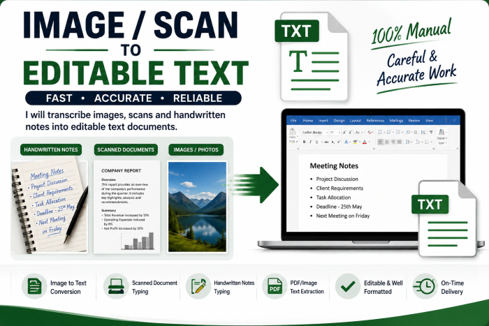 I will transcribe handwritten notes and scanned documents into text