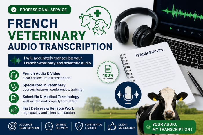 I will accurately transcribe French veterinary and scientific audio