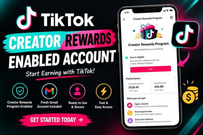 I Will Provide a TikTok Account With Creator Rewards Enabled
