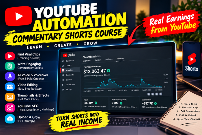 I Will Teach YouTube Automation for YouTube Shorts Commentary videos