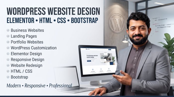 I Will Design a Professional WordPress Website Using Elementor, HTML CSS & Bootstrap