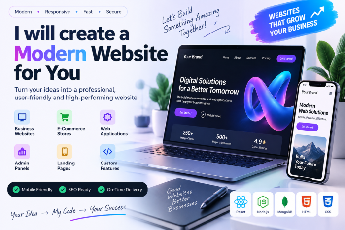I will create a modern custom website or web application