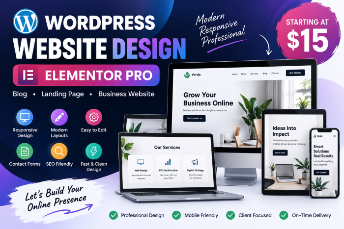 I Will Design a Professional WordPress Website with Elementor Pro