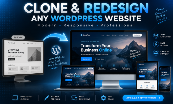 I Will Clone And Redesign Any WordPress Website Professionally