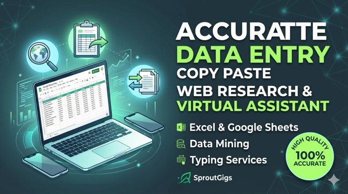 I Will Do Accurate Data Entry Copy Paste and Web Research 