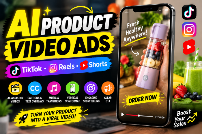 I Will Create AI UGC Product Video Ads for TikTok, Reels and YouTube Shorts
